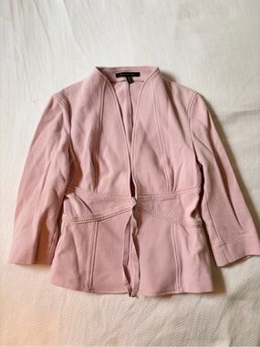 Ann Taylor Light Pink Open-Front Belted Blazer